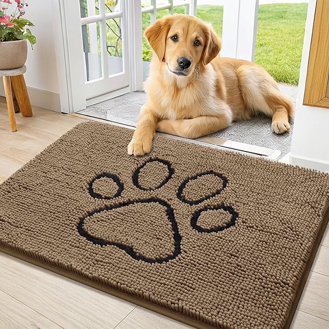 Smiry Dog Door Mat for Muddy Paws, Absorbent Dirt Trapper Non Slip Quick Dry by Smiry