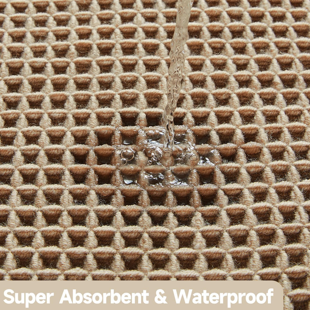 TYUU Waffle Bath Mat, Boho Bathroom Rugs Non Slip, 30x20 Beige