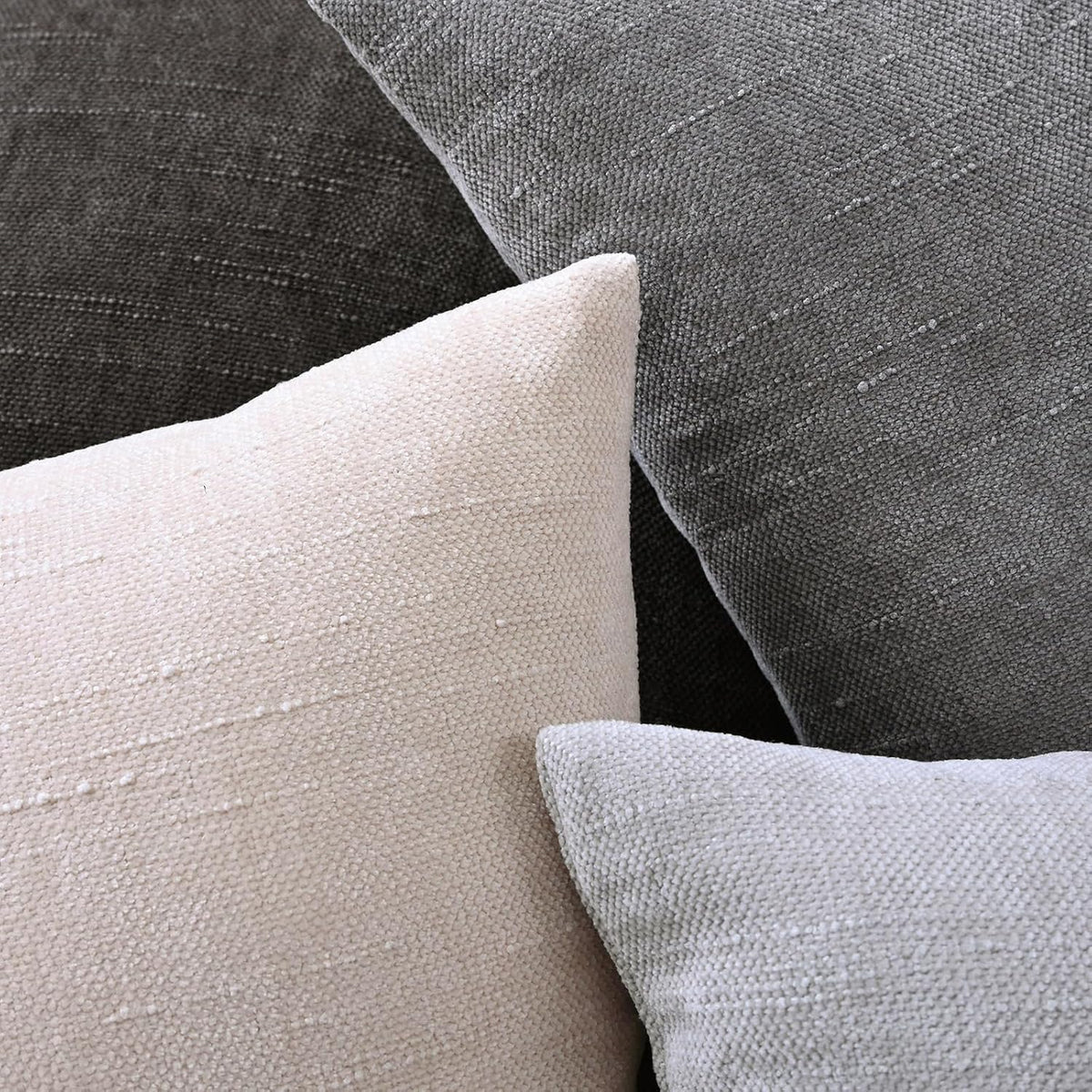 Set of 4 Soft Textured Decorative Throw Pillow Covers 18x18 Inch Cozy Farmhouse Cushion Cover Square Accent Pillow Cases for Bed Couch Sofa Living Room, Grey Series