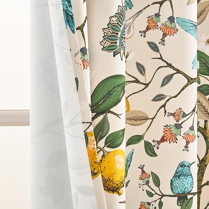 Topfinel Floral Curtains 90 Inches Long 2 Panels Unique Natural Beige Luxury - Image 6