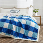PU MEI Sherpa Blanket Twin Plaid Thick Bed Blanket, 90”*80” Super Soft Flannel - Image 2