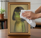 Vintage Gold Framed-Whimsical Frog Wall Art,Eclectic Frog Canvas Prints,Retro Animal Picture Artwork Wall Decor for Living Room Bedroom Bathroom 9x11-inch