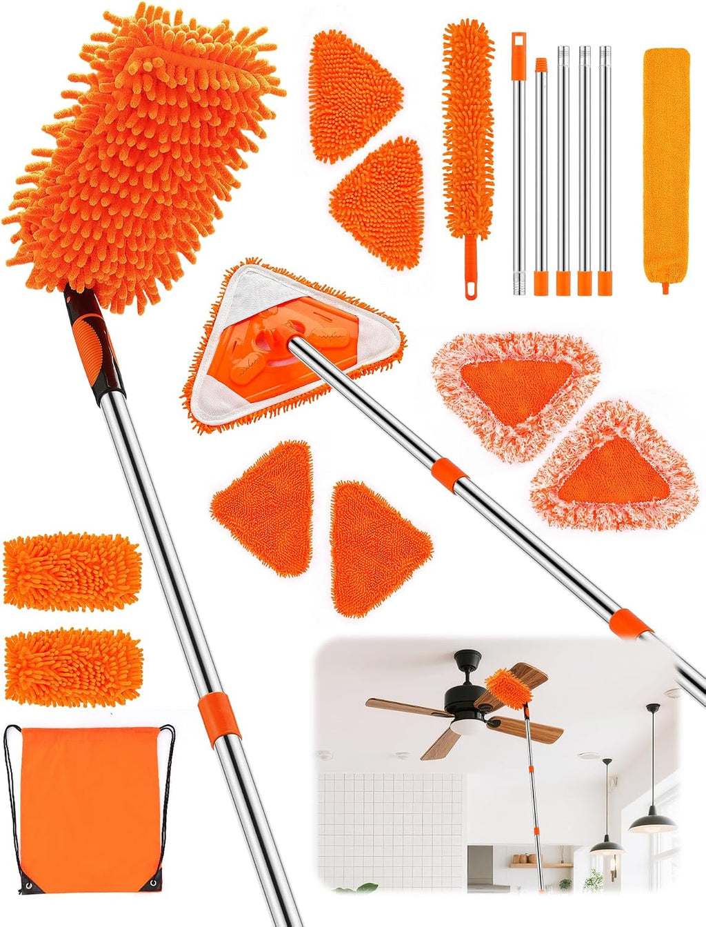 Microfiber Duster Kit, Duster for Cleaning with Long Handle (14PCS)