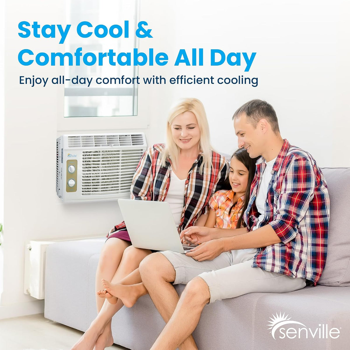 Senville Window Air Conditioner, Cools Up to 250 Sq Ft, 6000 BTU