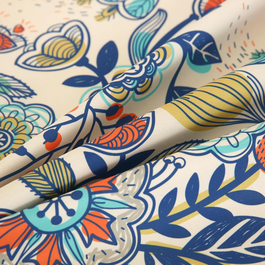Boho Floral Tablecloth with Tassels 59"x86.6" Rectangular Table Cover