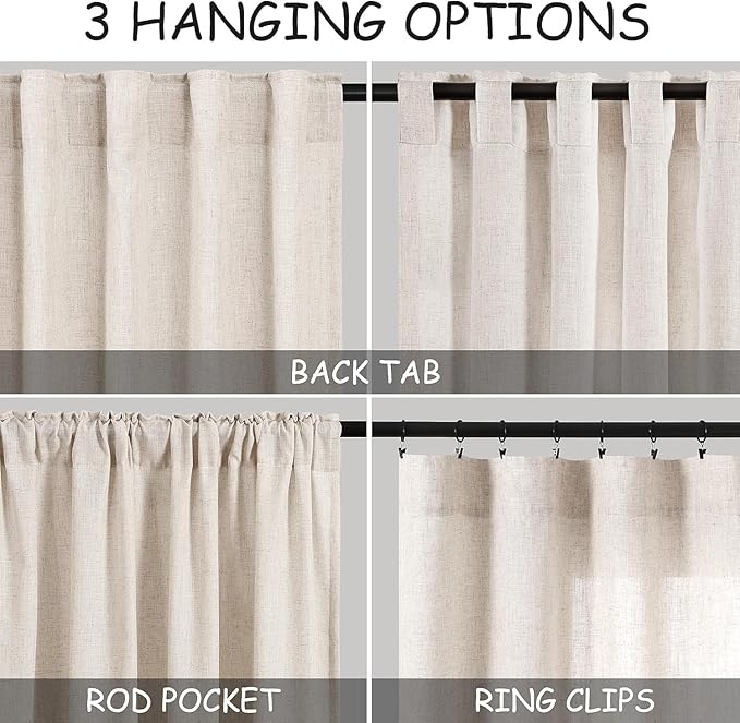 Nanspring 30 Inch Long Beige Curtains - Image 2