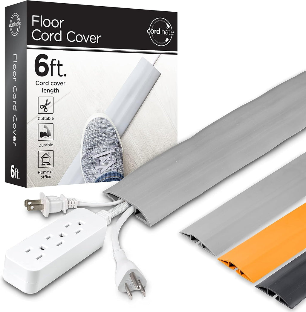 Cordinate 6ft Floor Cord Cover, Cable Protector, Hide Extension Cords