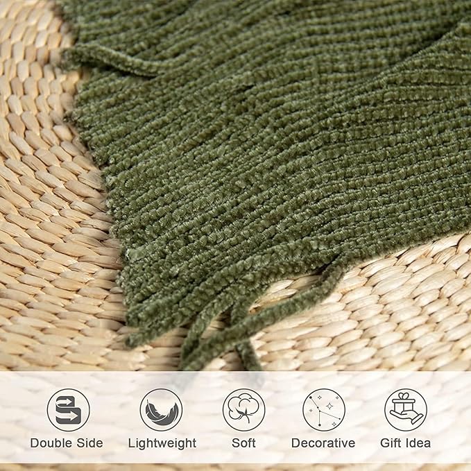 lifein Throw Blanket for Couch, Soft Green Boho Decor Bed Throw, Cozy Knitted - Image 5