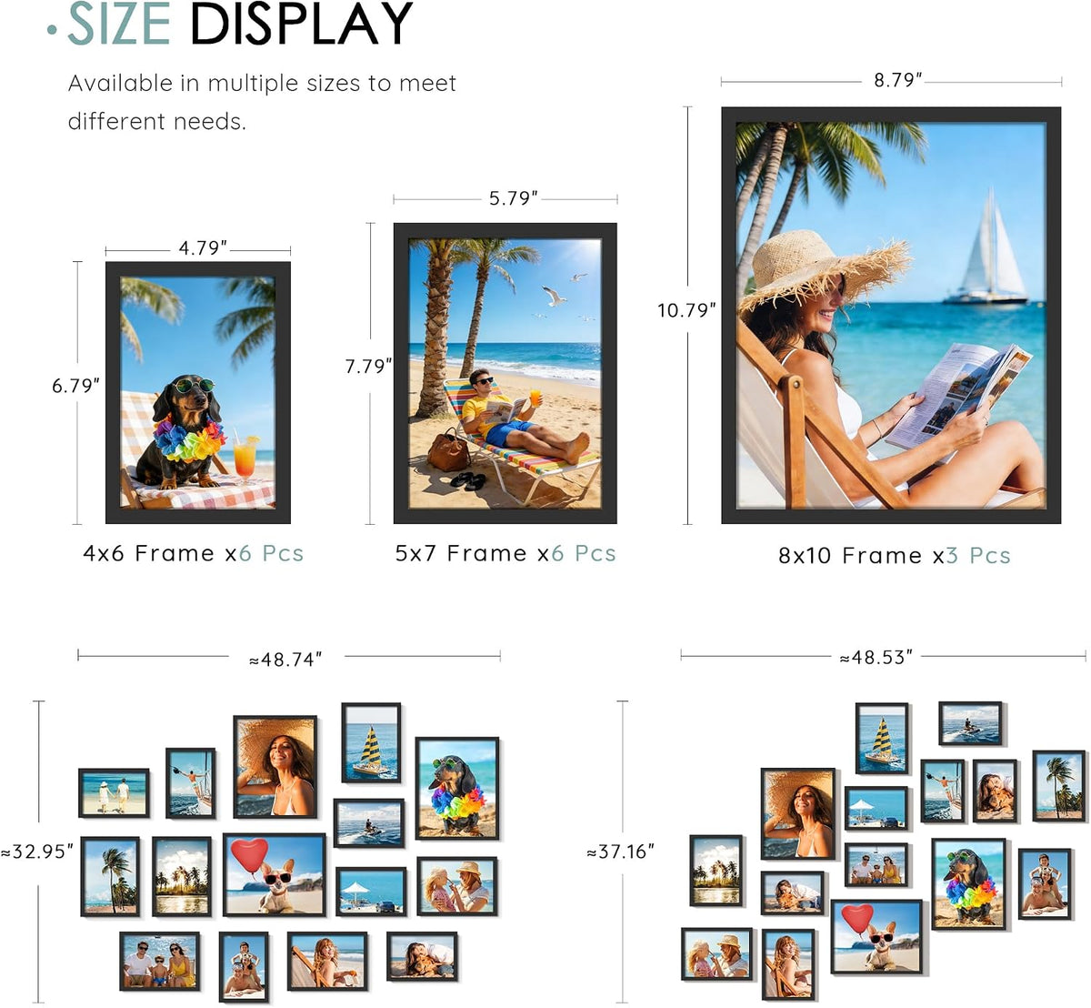 DUENPY 15 Pack Mixed Size Gallery Collage Frame Black