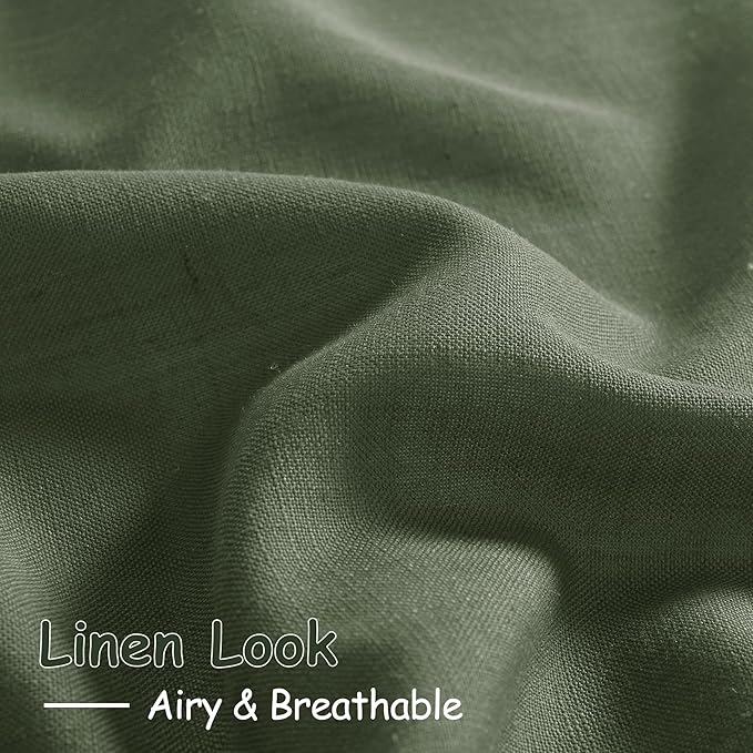 Nanspring Forest Green Linen Curtains 96 Inches Long - Image 3