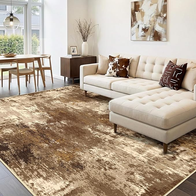 Washable Area Rugs 9'x12' Non-Slip Modern Abstract Soft - Image 9