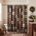 MelonBoat Rustic Printed Christmas Shower Curtain