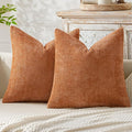 MIULEE Pack of 2 Fall Orange Decorative Pillow Covers 20x20 Inch Soft Chenille by MIULEE