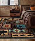 YIHOUSE Rustic Cabin Area Rug 4x6, Machine Washable Lodge Bear Rug, Non-Slip by YIHOUSE