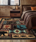 YIHOUSE Rustic Cabin Area Rug 4x6, Machine Washable Lodge Bear Rug, Non-Slip by YIHOUSE