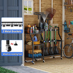 Heavy-Duty Garden Tool Organizer with 6 Wheels and 2 Baskets