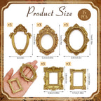 15 PCS Mini Vintage Frames, Tiny Resin Antique Frames, Small Gold picture photo frame for DIY Wall Hanging Jewelry Display Photography Party Hotel Home Decoration (mini frameA)