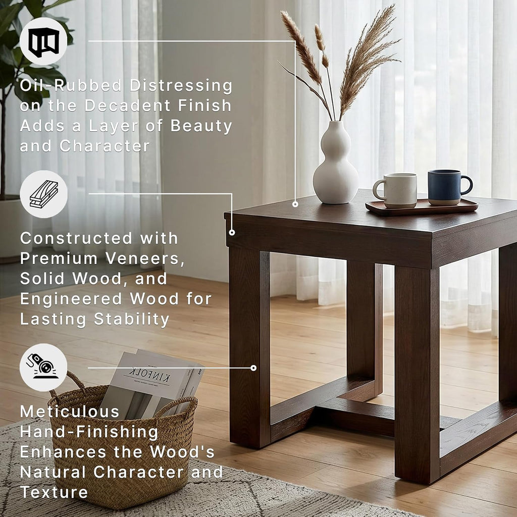 Signature Design by Ashley End Table, Oversized Square, Dark Brown