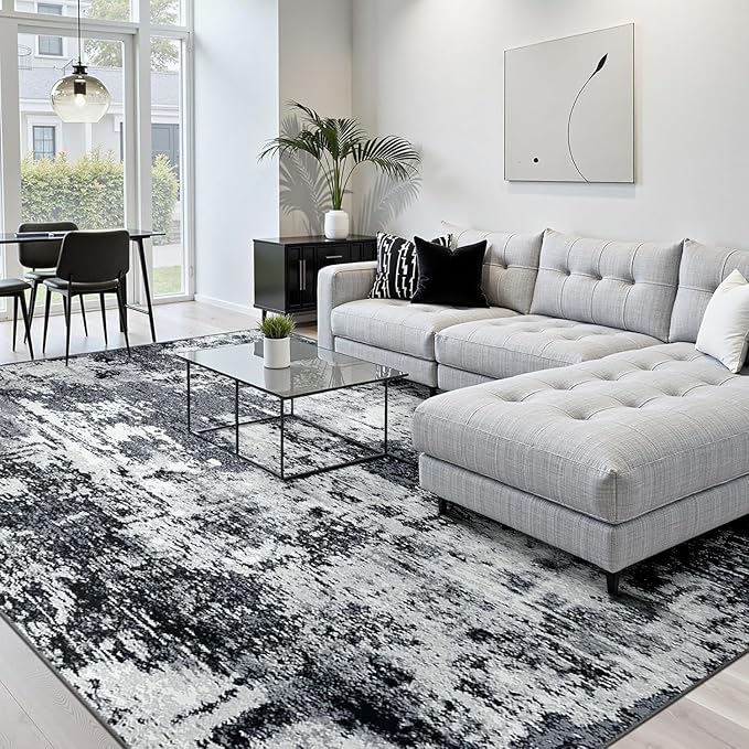 Washable Area Rugs 7x10 Non-Slip Modern Abstract Soft by RELEANY