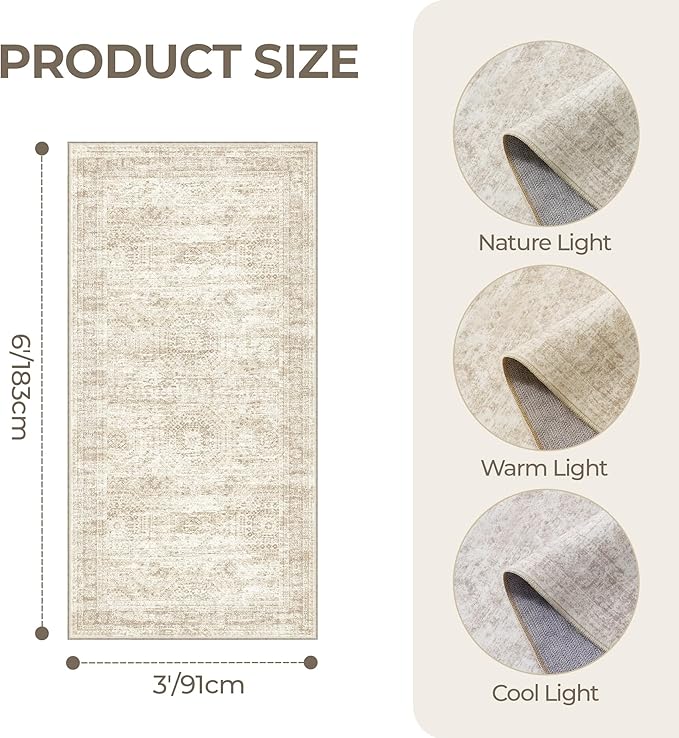 3x6 Runner Rug Non Slip, Thin Entryway Washable Rug - Image 2