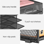 8 Tier Paper Organizer for Desk, Black Mesh Letter Tray File Sorter Organizers with Handles, Including 5 Adjustable Slid Trays for Office School Classroom Supplies Organization and Storage