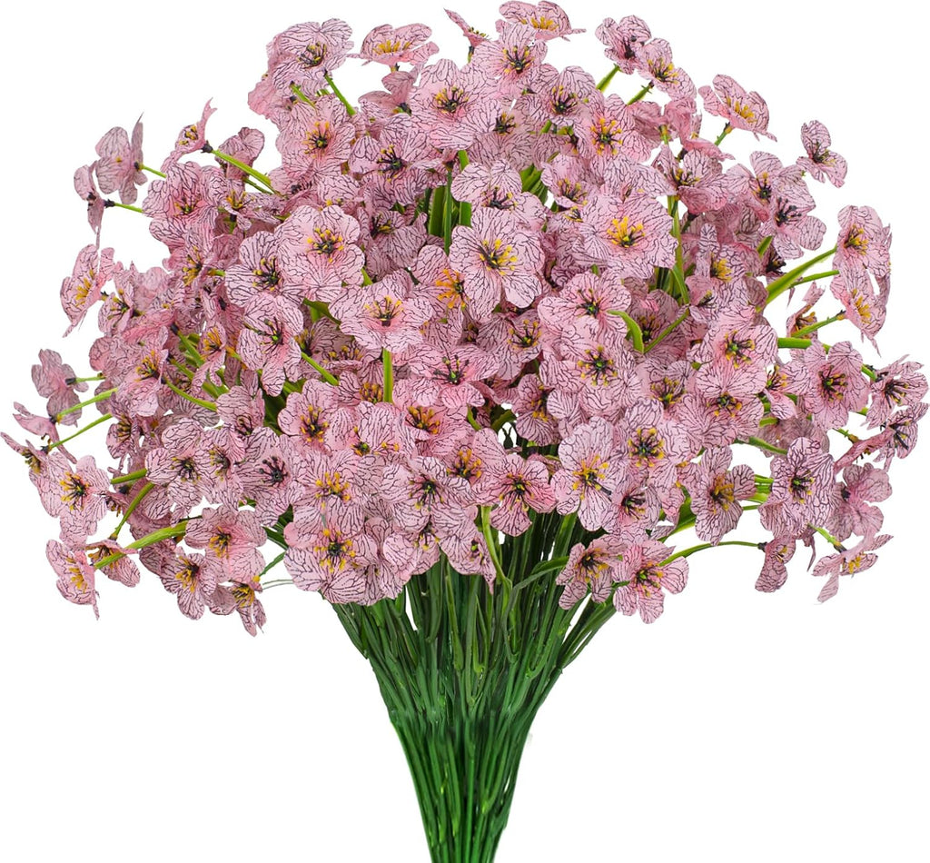 15 Bundles Artificial Flowers UV Resistant Outdoor Plants No Fade Faux Plastic Shrubs Fake Silk Flowers Window Box Garden Porch Home Decoration(Fuchsia)