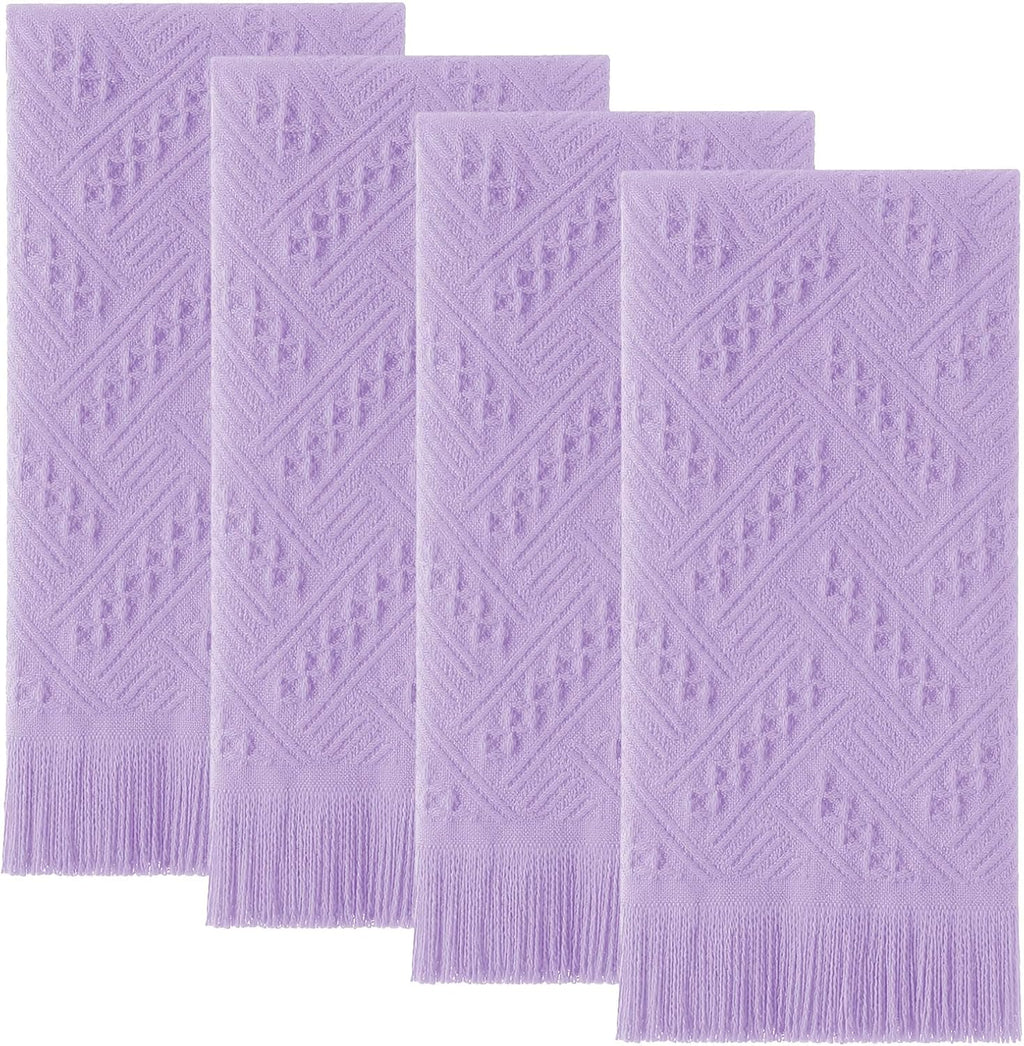4 Pack Boho Hand Towel for Bathroom Kitchen, Light Purple