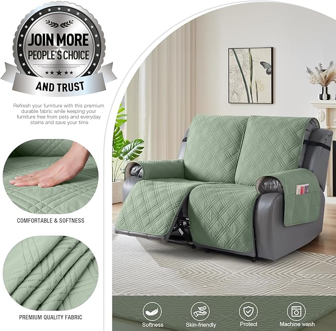 TAOCOCO 100% Waterproof Loveseat Recliner Covers 2 Seater, Split Loveseat Covers - Image 3