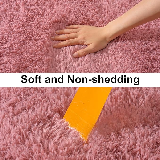 Soft Runner Rugs for Bedroom Hallways, 2x6 Blush Pink Fluffy Shag Throw Area - Image 6