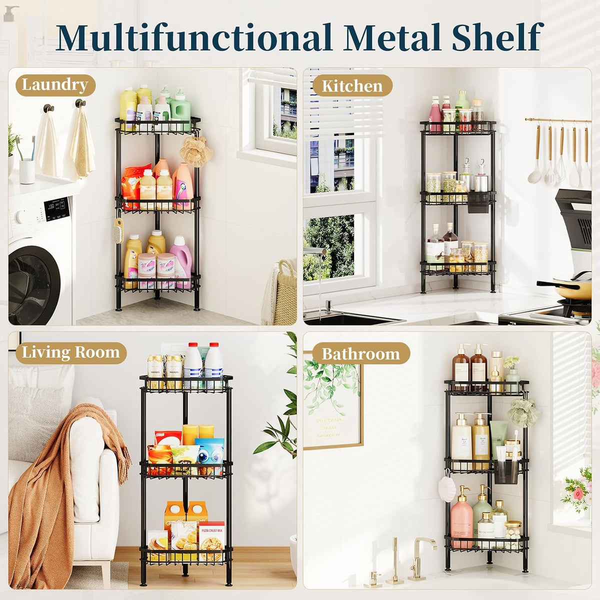 Corner Shower Caddy Stand - Rustproof Bathroom Organizer&Storage