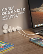 12Pack Magnetic Cord Holder 360° Rotating, 1s Lock Adhesive Desk Organizers