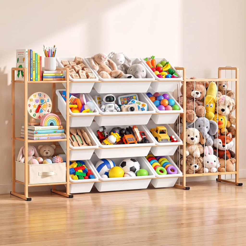 Toy Storage Organizer w Shelves, Bins, Stuffed Animal Storage & Organizer