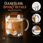 4 Pcs 12oz Halloween Ghosts Glass Coffee Mugs with Handle
