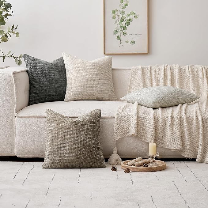 MIULEE Pack of 4 Couch Throw Pillow Covers 22x22 Inch Neutral Soft Decorative - Image 5