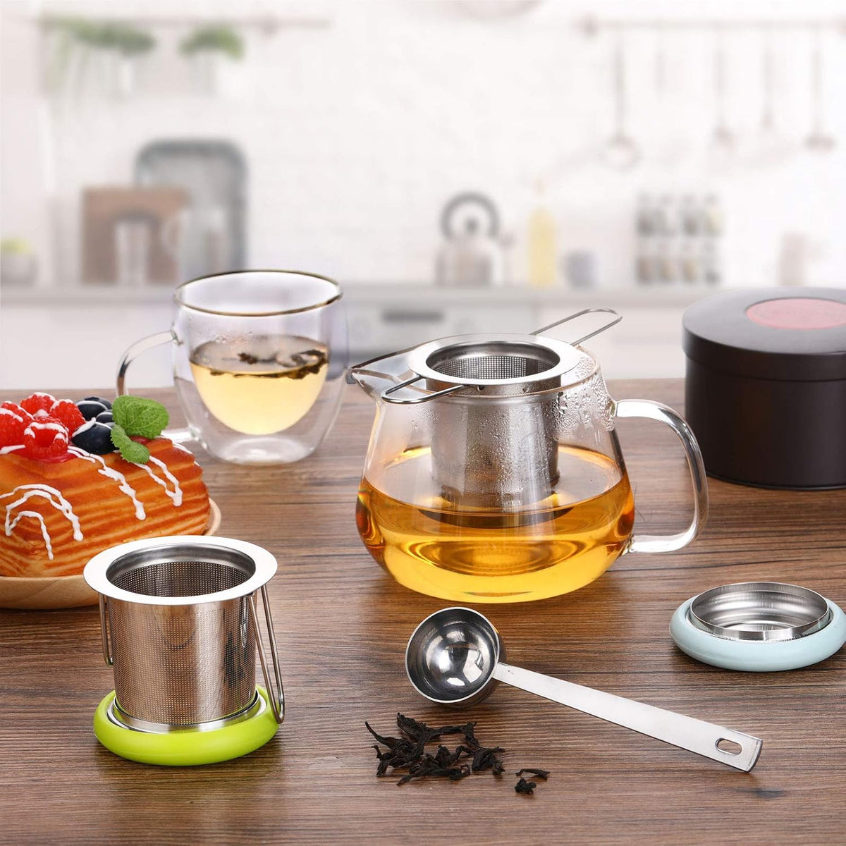 Patelai 2 Pcs Tea Infusers with Scoop Tea Infusers for Loose Teas