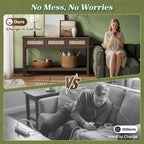 SUPERJARE Rattan Console Sofa Table with Outlets, USB-C Port and 3 Drawers