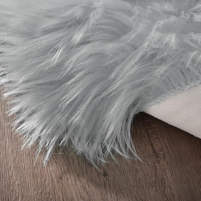 Goolela Grey Fluffy Fuzzy Furry Rug 2x6 - Image 6