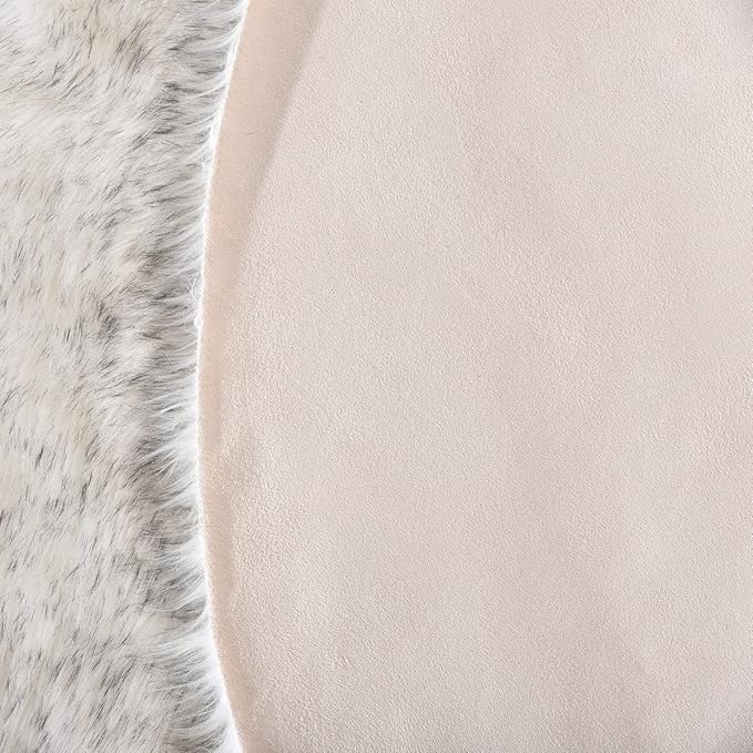 ORINOVA White and Grey Round Rugs 6ft Circle Furry Rug - Image 5