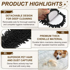 uxcell Microfiber Mop Slippers, Chenille Detachable Mop Shoes Washable Reusable House Slippers for Floor Cleaning Office Home Use Women Men, Small Size 9.6", Black and White Striped