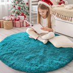 OLANLY Teal Round Rugs for Bedroom by OLANLY