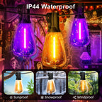 Orange purple Outdoor halloween String Lights ,26FT ST38 LED Patio Lights with 12+1 Shatterproof Edison Bulbs,UL Waterproof Connectable Outside Hanging Lights for Backyard Porch Christmas Party Decor