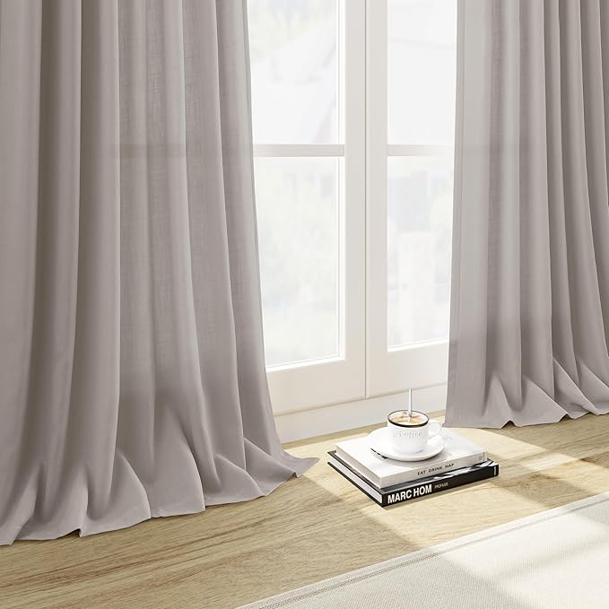 Nanspring Stone Grey Linen Curtains 84 Inch Length 2 Panels Set - Image 5