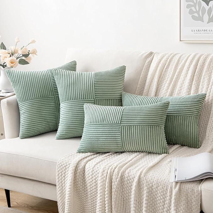 MIULEE Greyish Green Decorative Throw Pillow Covers 20x20 Inch - Image 4
