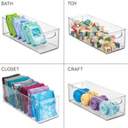iDesign Plastic Stackable Pantry Bin with Handles, Set of 4, Clear