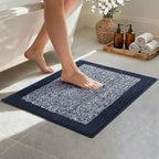 Bathroom Rugs 24x17 Non Slip Washable, Dark Blue Bath Mat by Unknown