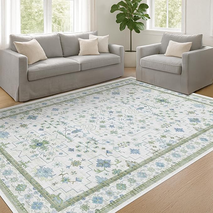 Hazo Haus Cream Oushak 6x9 Bedroom Rug - Image 4