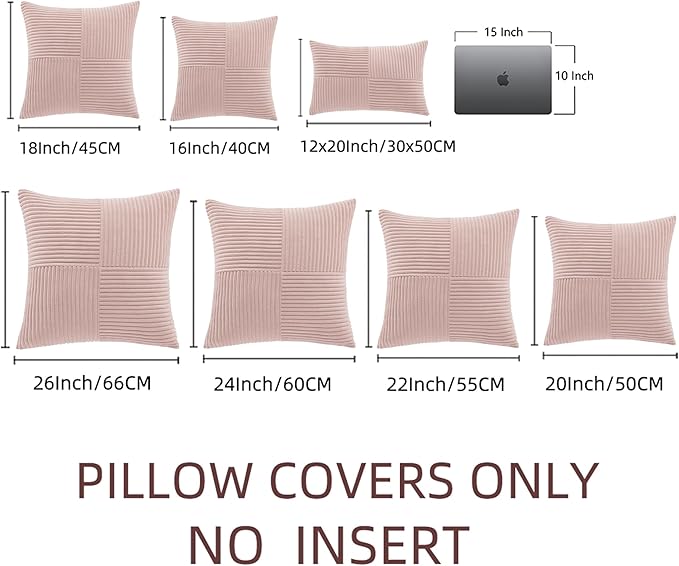Fancy Homi 2 Packs Blush Pink Samll Decorative Throw Pillow Covers 12x12 Inch - Image 6