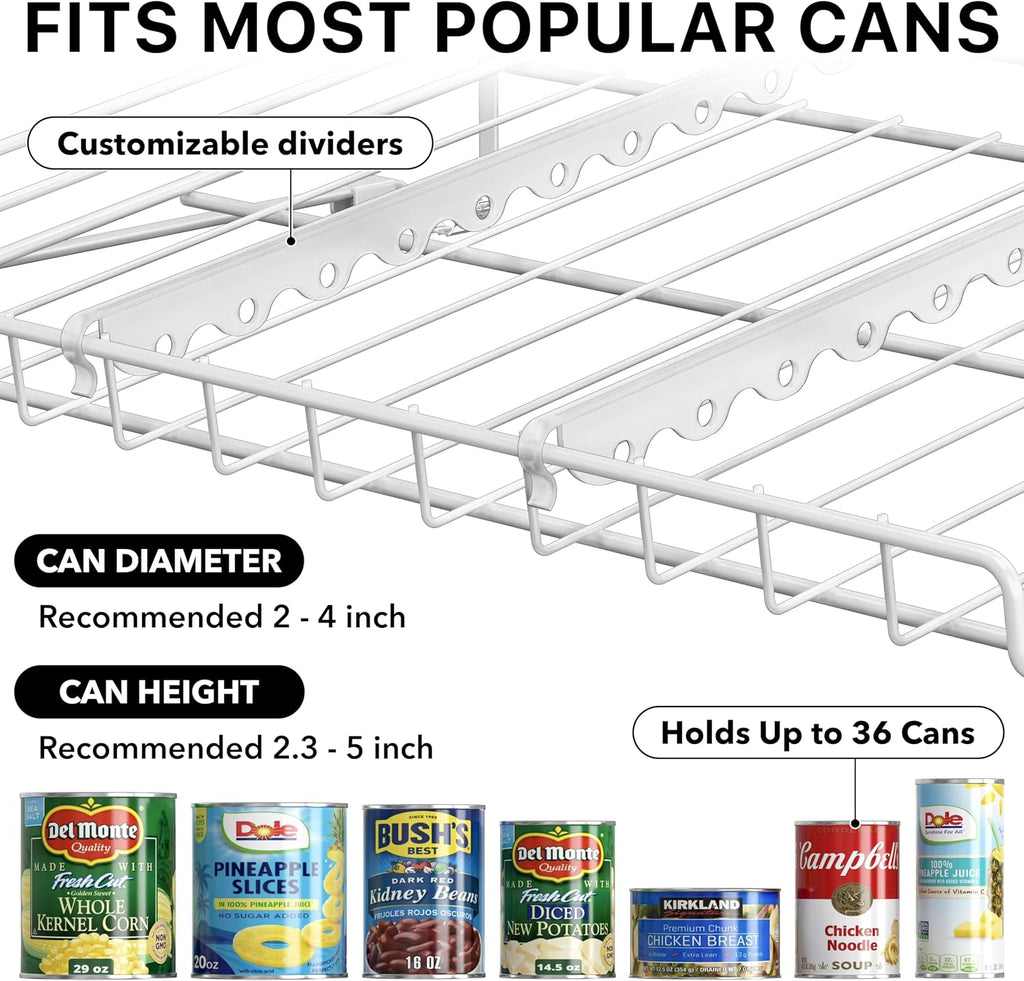 Simple Houseware 3-Tier Stackable Can Organizer Rack Hold 36 Cans, White