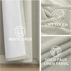 Yakamok Cream Linen Curtains 100% Blackout 63 Inches Long, Room Darkening - Image 6