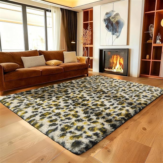 Ophanie Leopard Rugs for Living Room Bedroom, Fluffy Soft Fuzzy Cheetah Print - Image 5